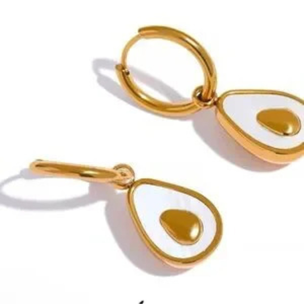 Avocado Drop Stainless Steel Fruit Huggie Hoop Earrings for Women